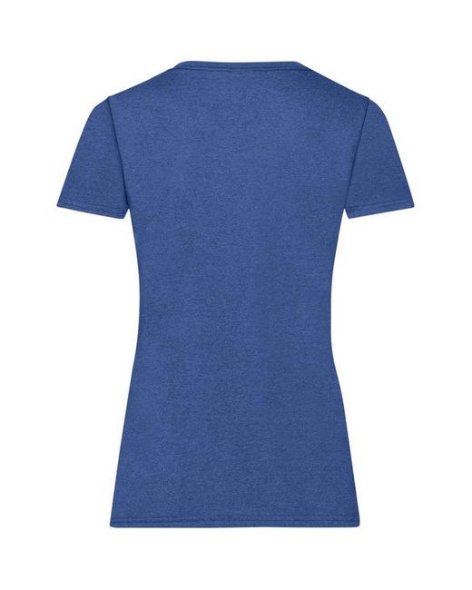 Fruit Of The Loom Blue Ladies/ Lady-Fit Valueweight Short Sleeve T-Shirt (Pack Of 5) (Retro Heather Royal)