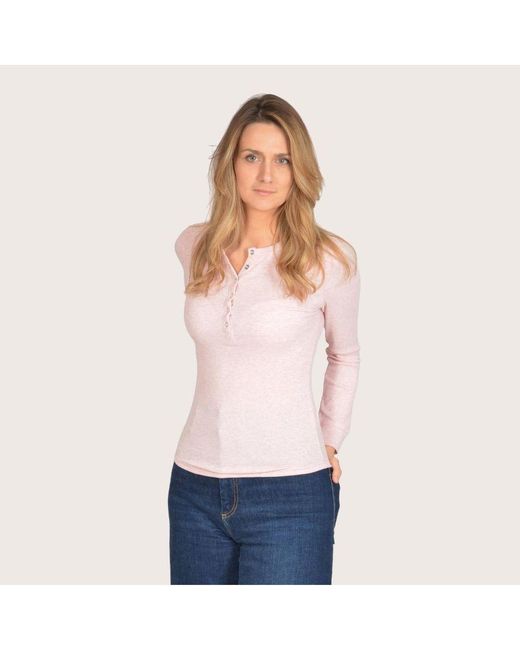 Marks & Spencer Pink Cotton Ribbed Henley Top