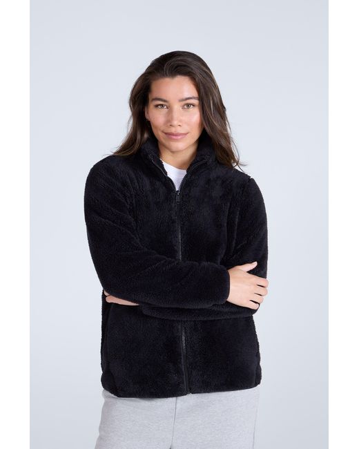 Mountain Warehouse Black Teddy Fleece Coat Full Zip Casual Warm Cosy Jacket