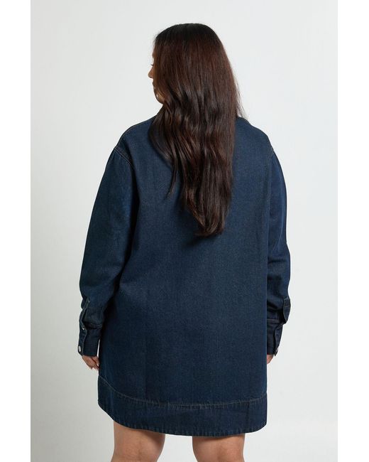 Boohoo Blue Plus Long Sleeve Denim Dress