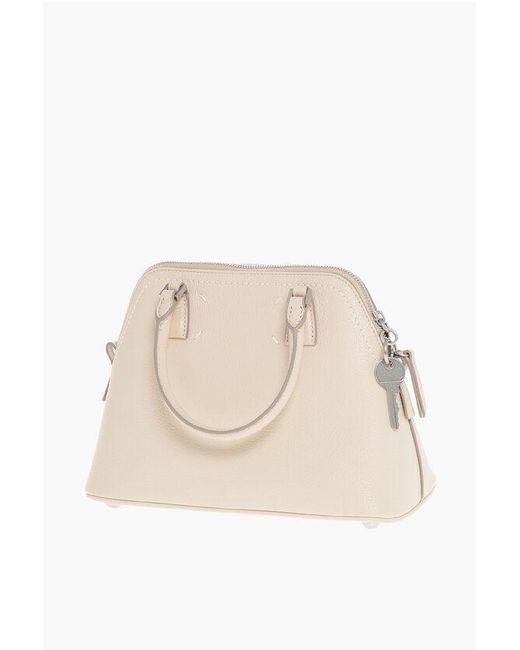 Maison Margiela Natural Mm11 Hammered Leather Bag 5Ac With Canvas Detail