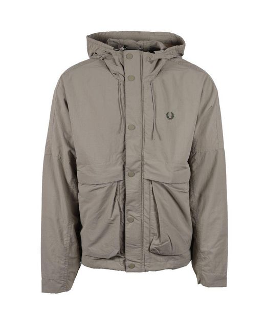 Fred Perry Gray Cropped Parka Warm for men