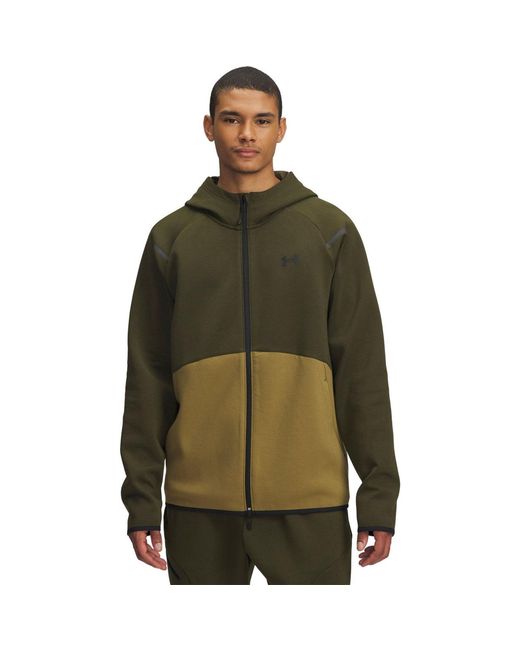 Under Armour Green Unstoppable Hooded Ribbed Cuff Sweat Jacket for men