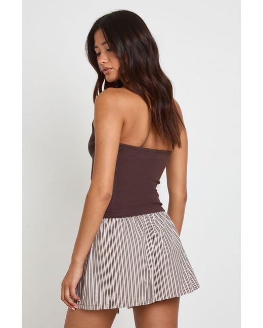 Boohoo Purple Stripe Elasticated Waist Shorts