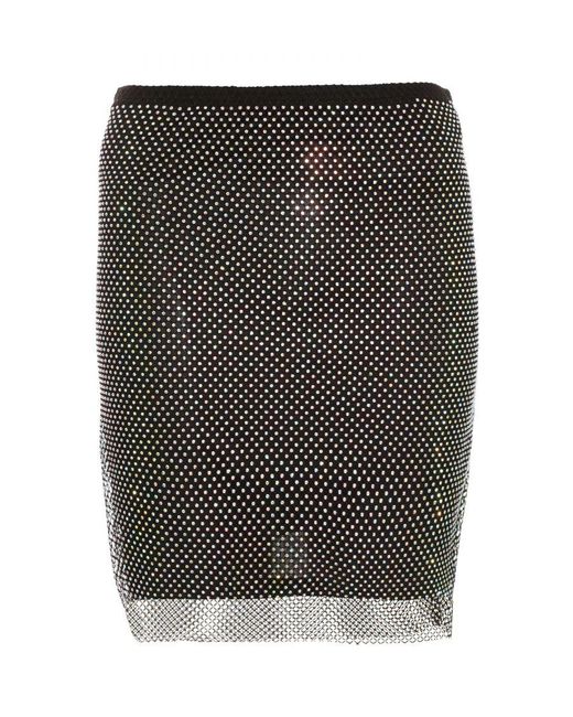 Quiz Black Diamante Embellished Mesh Mini Skirt