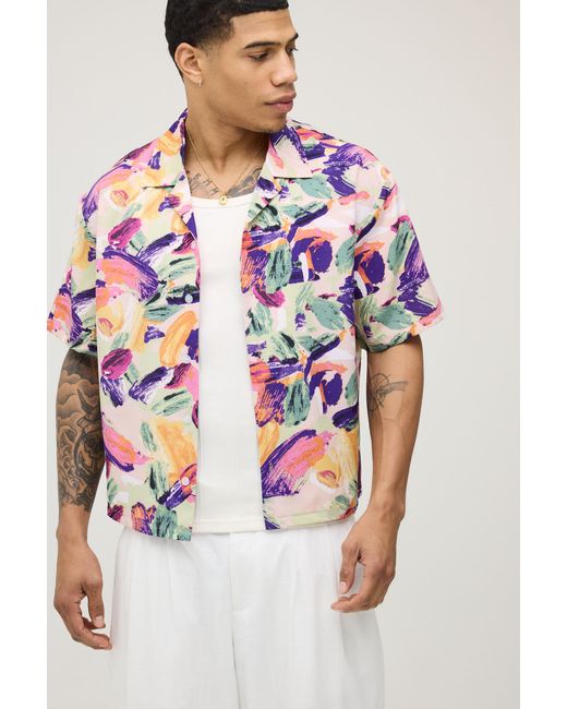 BoohooMAN Multicolor Oversized Boxy Abstract Floral Print Shirt for men
