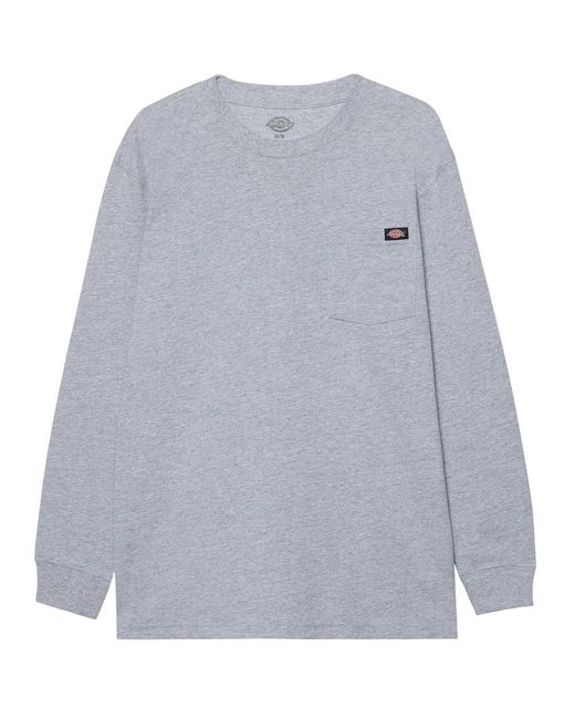 Dickies Gray Luray Pocket Long-Sleeved T-Shirt Cotton for men