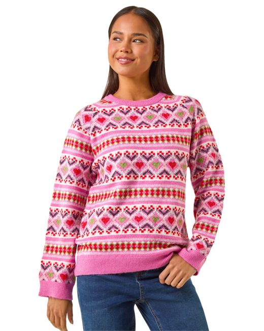 Roman Red Petite Heart Stripe Knit Jumper