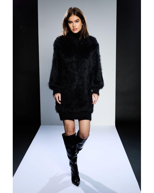 Runway Black 1.8.1.8 Fluffy High Neck Jumper Dress