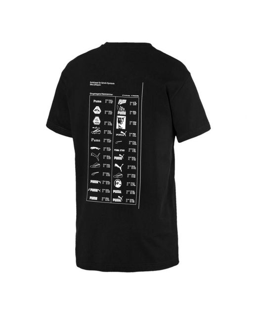 PUMA Black Multiple Logo Graphic T-Shirt Top 578158 01 Cotton for men