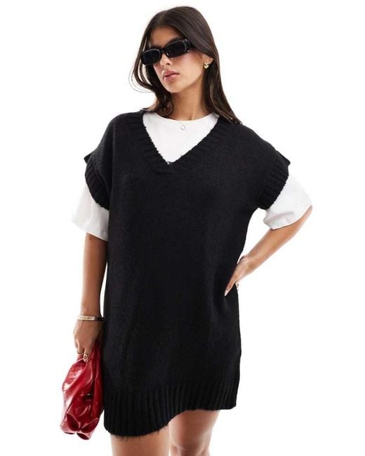 Miss Selfridge Black Knitted Vest Mini Dress