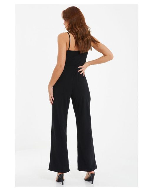 Quiz Blue Black Buckle Diamante Strap Palazzo Jumpsuit