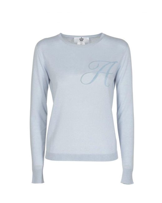 Crown of Edinburgh Cashmere Blue Long Sleeve Art 004 Light Letter A