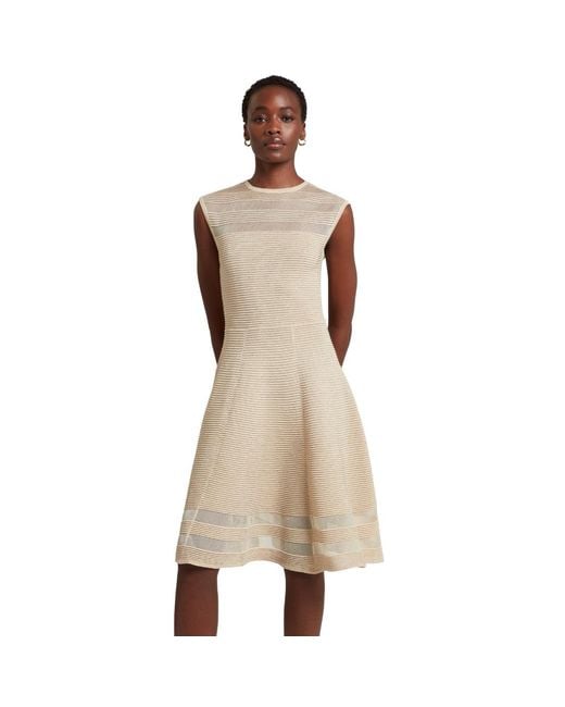 Ted Baker Saalli Knitted Natural Skater Dress With Invisible Pane