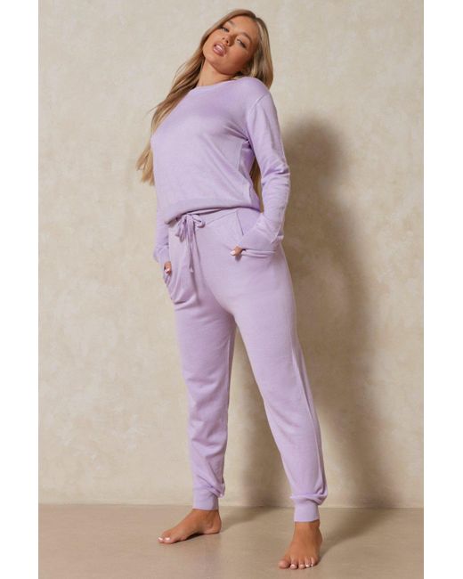 MissPap Purple Crew Neck Knitted Lounge Set
