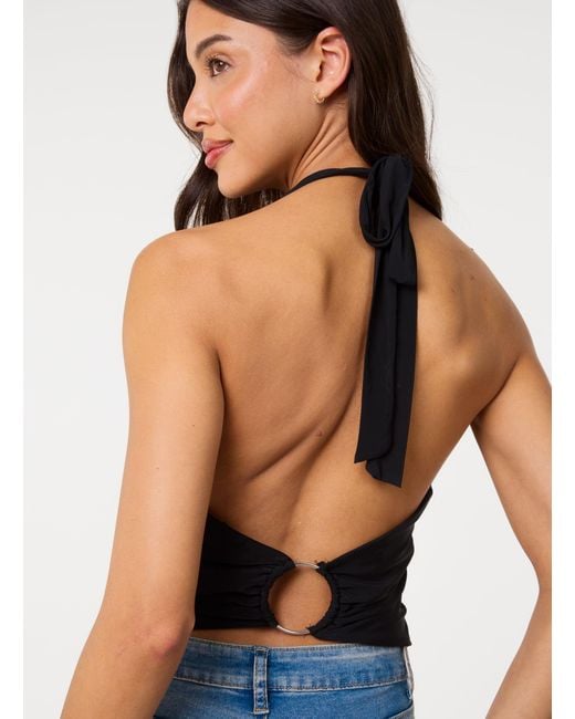 Pink Vanilla Blue Ring Back Slinky Halter Top