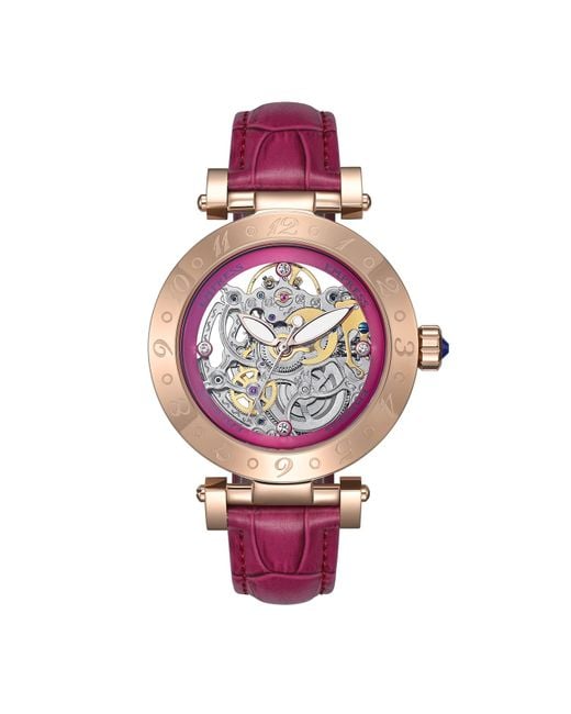 Empress Pink Theodora Automatic Leather-Band Watch
