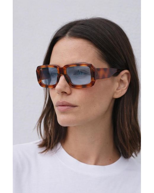 SVNX Brown Oversized Square Frame Sunglasses