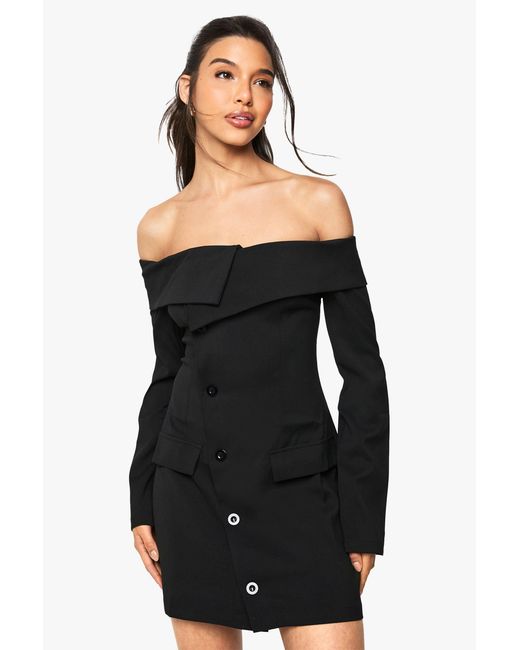 Boohoo Black Bardot Blazer Dress