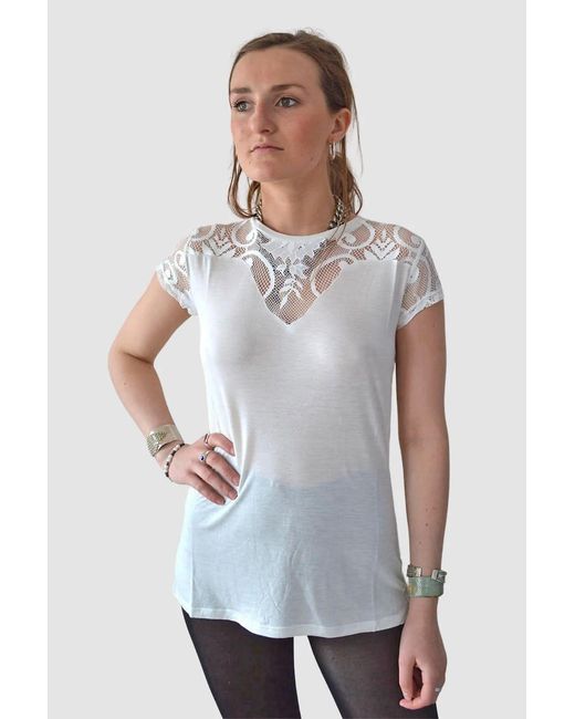 Morgan White Lace T Shirt Top
