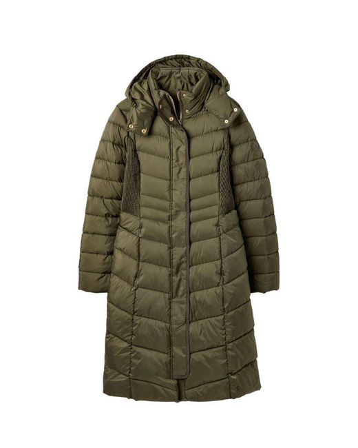 Joules Green Pembury Padded Quilted Longline Outdoor Coat
