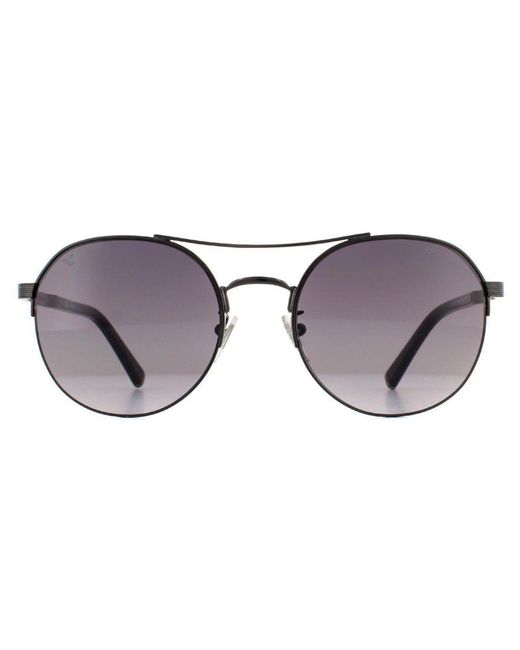 Police Gray Aviator Shiny Gunmetal Smoke Gradient Sunglasses for men