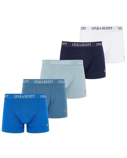 Lyle & Scott Blue Onderbroeken Miller 5-Pack Boxers Cotton for men