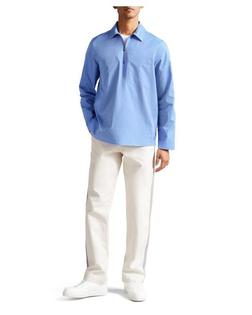 Ted Baker Blue Bretonn Long-Sleeved Zipped Overshirt for men