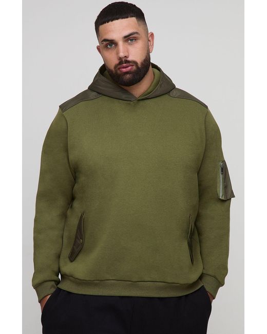 BoohooMAN Green Plus Regular Fit Utility Hoodie for men