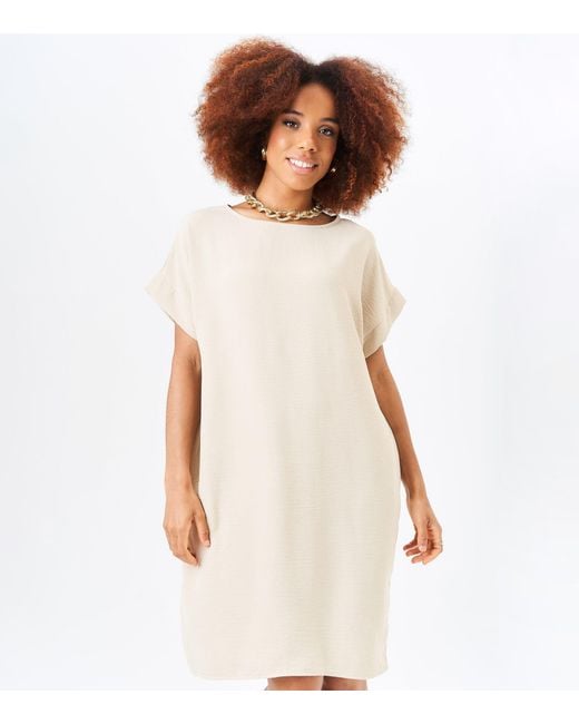 Gini London White Kleid Mit Halben Ärmeln Und Übergroßen Taschen