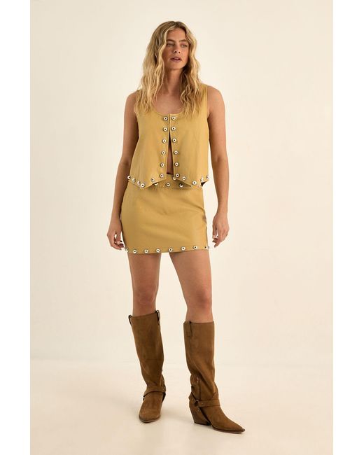 Nasty Gal Natural Faux Leather Studded Co-Ord Waistcoat