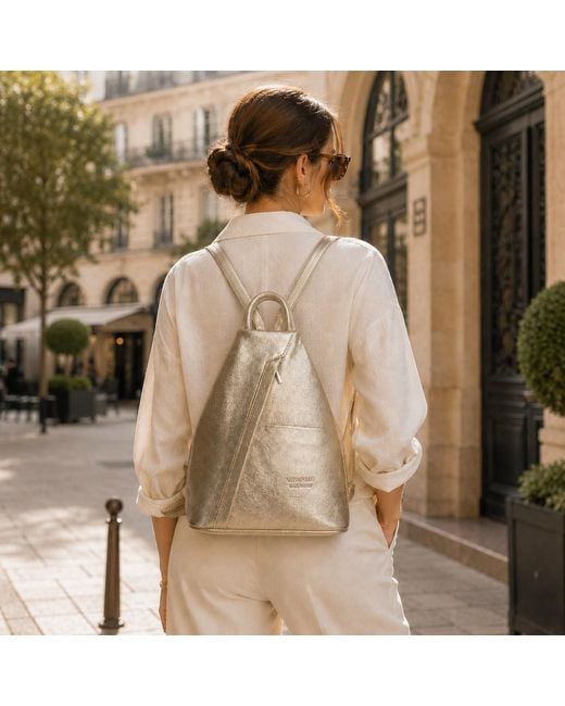Woodland Leathers Natural Italian Leather Convertible Backpack Vera Pelle Anti-Theft Rucksack