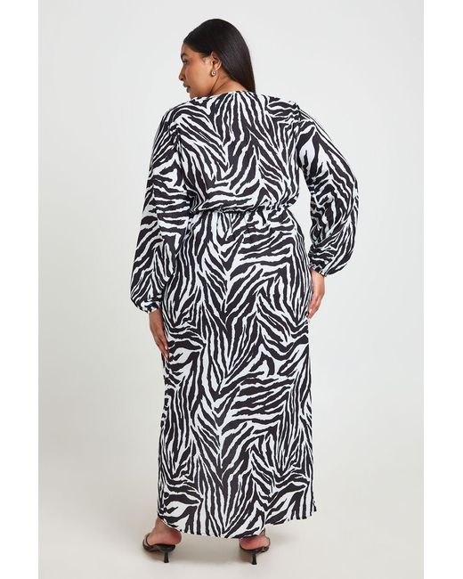 Boohoo Blue Plus Zebra Textured Tie Detail Maxi Dress
