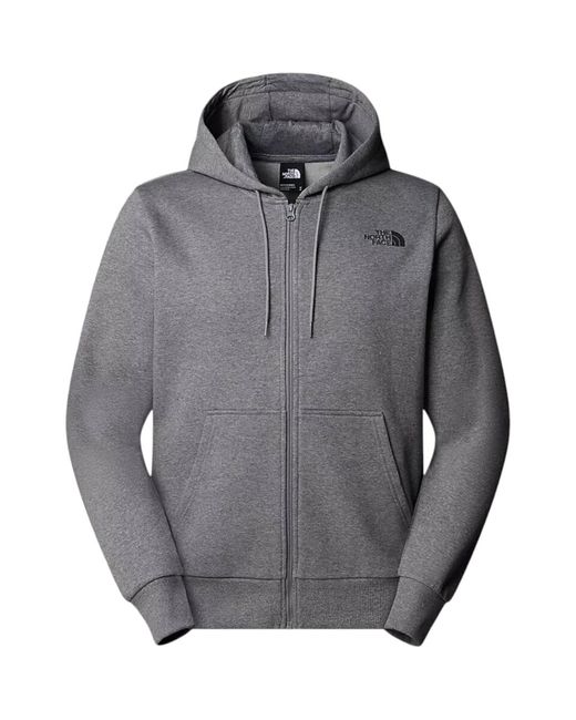 The North Face Gray Simple Dome Full Zip Hoodie Cotton for men