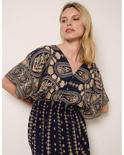 Blue Vanilla Natural Floral Border Design Dress