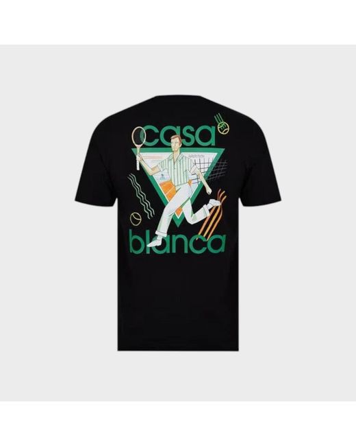 Casablanca Black Printed T-Shirt Le Jeu Cotton for men