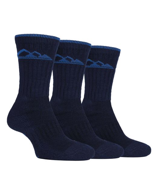 Storm Bloc Blue 3 Pairs Heavy Cushioned Breathable Outdoor Cotton Hiking Socks for men