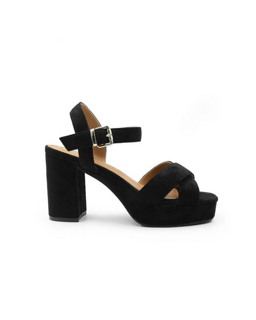 Where's That From Black 'Marcia' Extra Wide Fit Statement Platform Strappy Block High Heels
