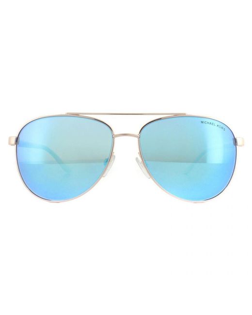 Michael Kors Blue Aviator Rose Mirror Sunglasses Metal