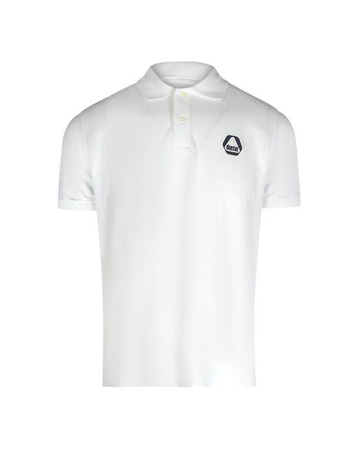 DIESEL White Small Triangular Logo Polo Shirt Cotton for men