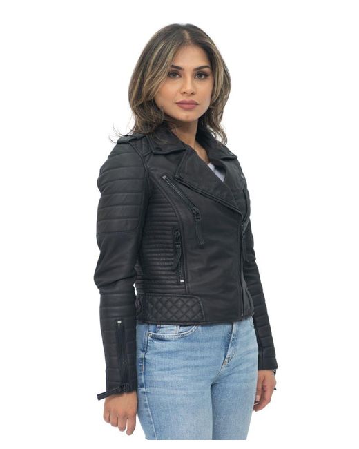 Infinity Leather Black Quilted Vintage Brando Biker Jacket-Lusaka