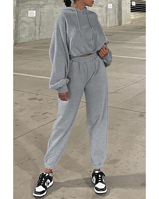 Everyday the Label Gray Hoodie Jogger Set Relaxed Fit
