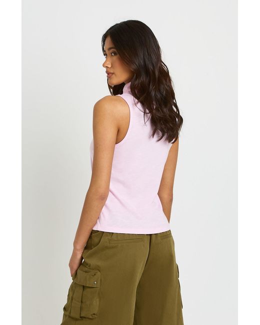 Boohoo White Slub High Neck Sleeveless Top