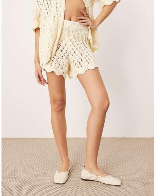 ARRANGE Natural Open Knitted Short Co-Ord