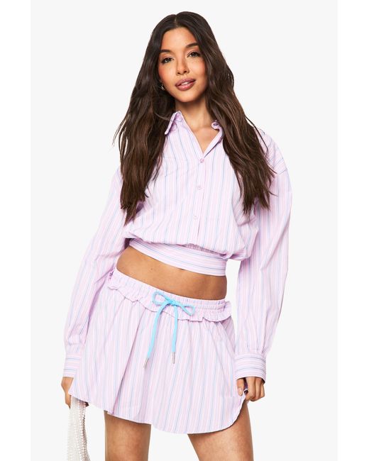 Boohoo White Ruffle Seam Skater Mini Skirt