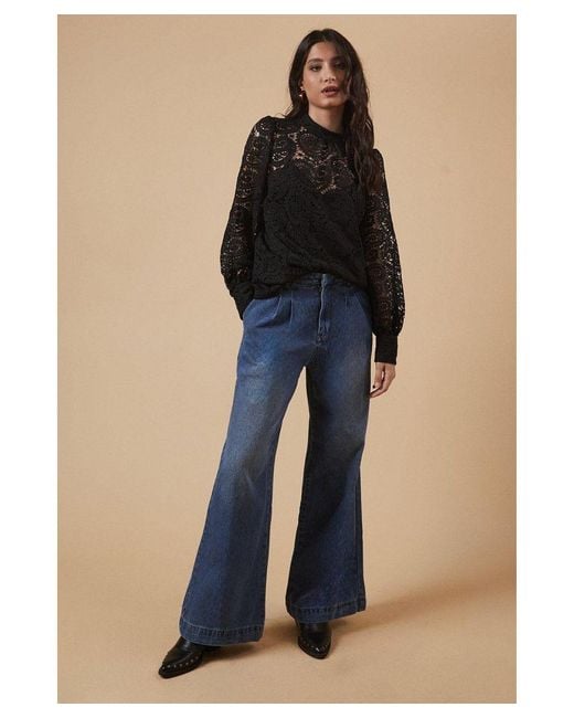 Oasis Paisley Lace High Neck Top in Black Lyst UK - Main Image