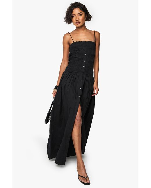 Boohoo Black Tall Ruched Bandeau Maxi Dress