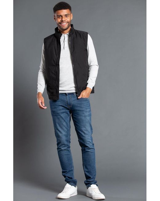 Nines Black Funnel Neck Gilet With Light Padding Inside for men