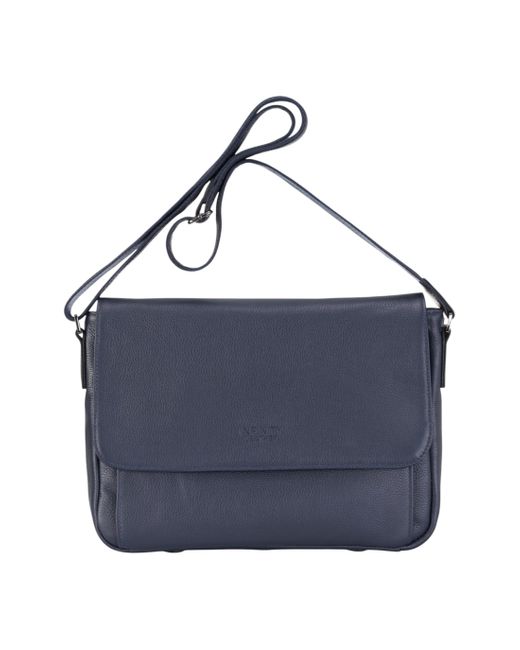 Infinity Leather Blue Genuine Laptop Bag Travel Work Messenger Satchel