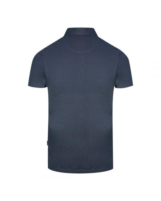 Aquascutum Blue Aldis Crest Block Logo Polo Shirt Cotton for men